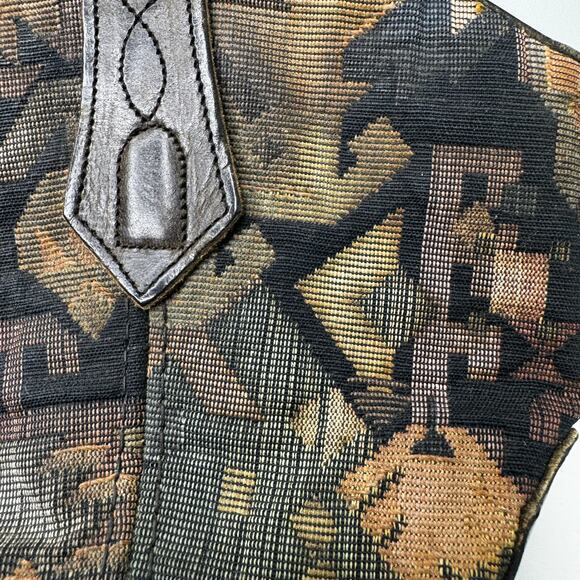 Vintage L.L. Bean Women’s 8 Cowboy Boots Brown Leather Tapestry Western Boho USA - Picture 6 of 10